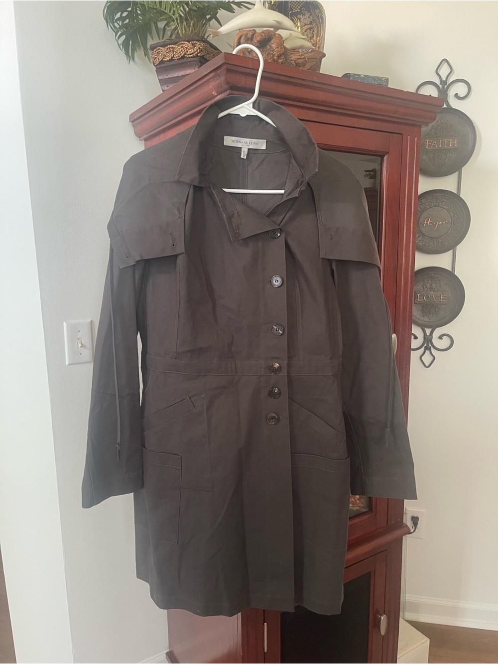 Morgane Le Fay Midnight Trench Coat with Capelet Detail